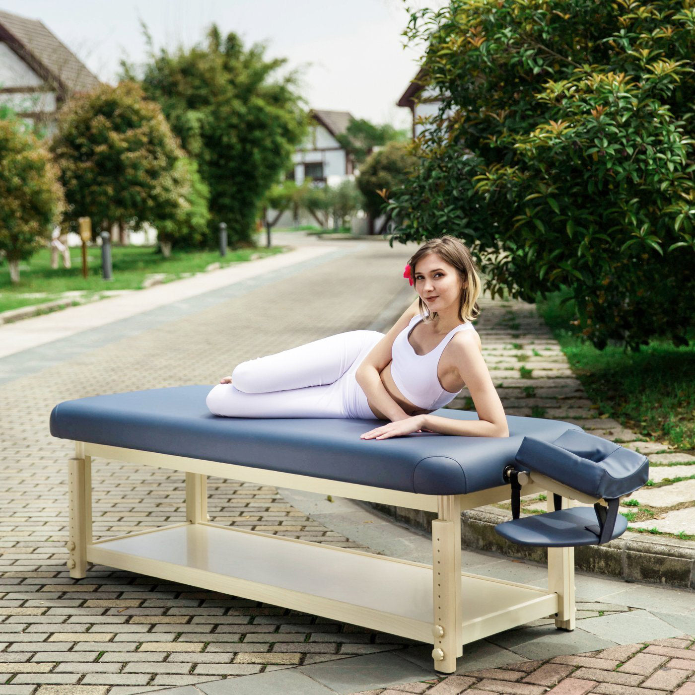 30" LAGUNA™ Stationary Massage Table Package - GREAT for Private Practitioners! (Navy Blue)