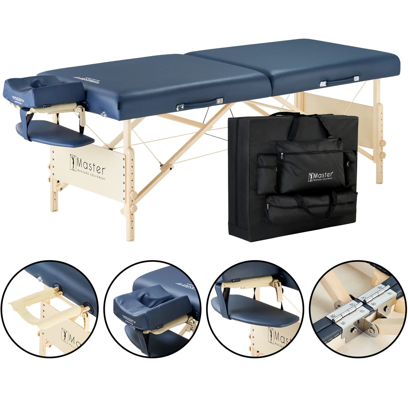 30" CORONADO™ SALON Portable Massage Table Package with Lift Back Action & a Stout 3" of Our High-density Multi-Layer Small Cell™ Foam! (Royal Blue Color)