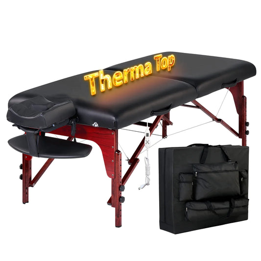 Bella2bello 31" Montclair™ Salon Therma-Top® - Ultimate Massage Table and Package, Has All the Bells & Whistles! (Black Color)