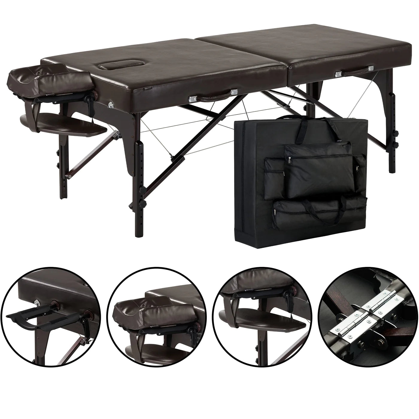 Bella2bello 31” SUPREME™ LX Portable Massage Table Package with MEMORY FOAM Layer, Reiki Panels, & Face Port! (Chocolate Italia Color)