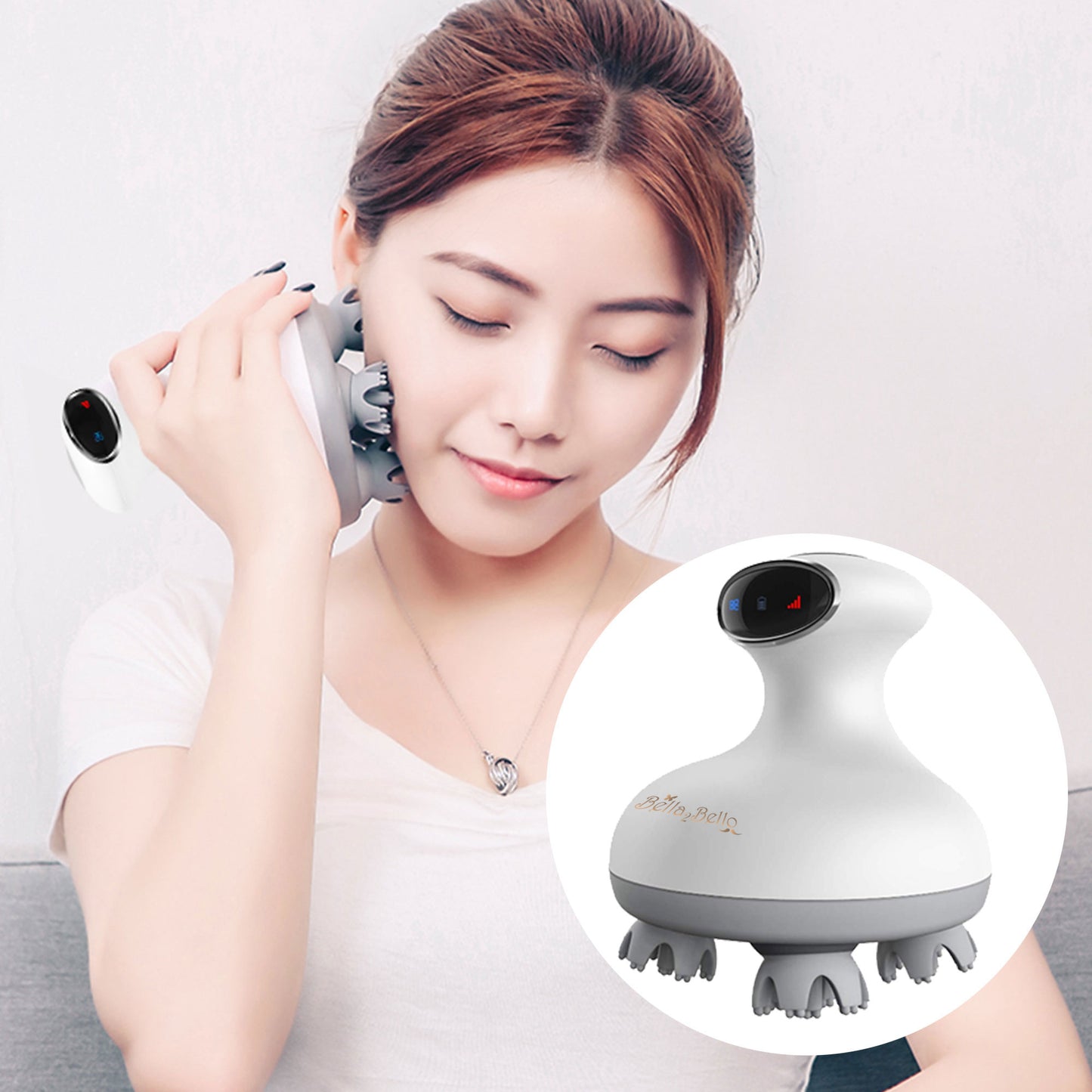 Bella Armona Electric Wireless Portable 3D Vibrating Scalp Head and Body Massager