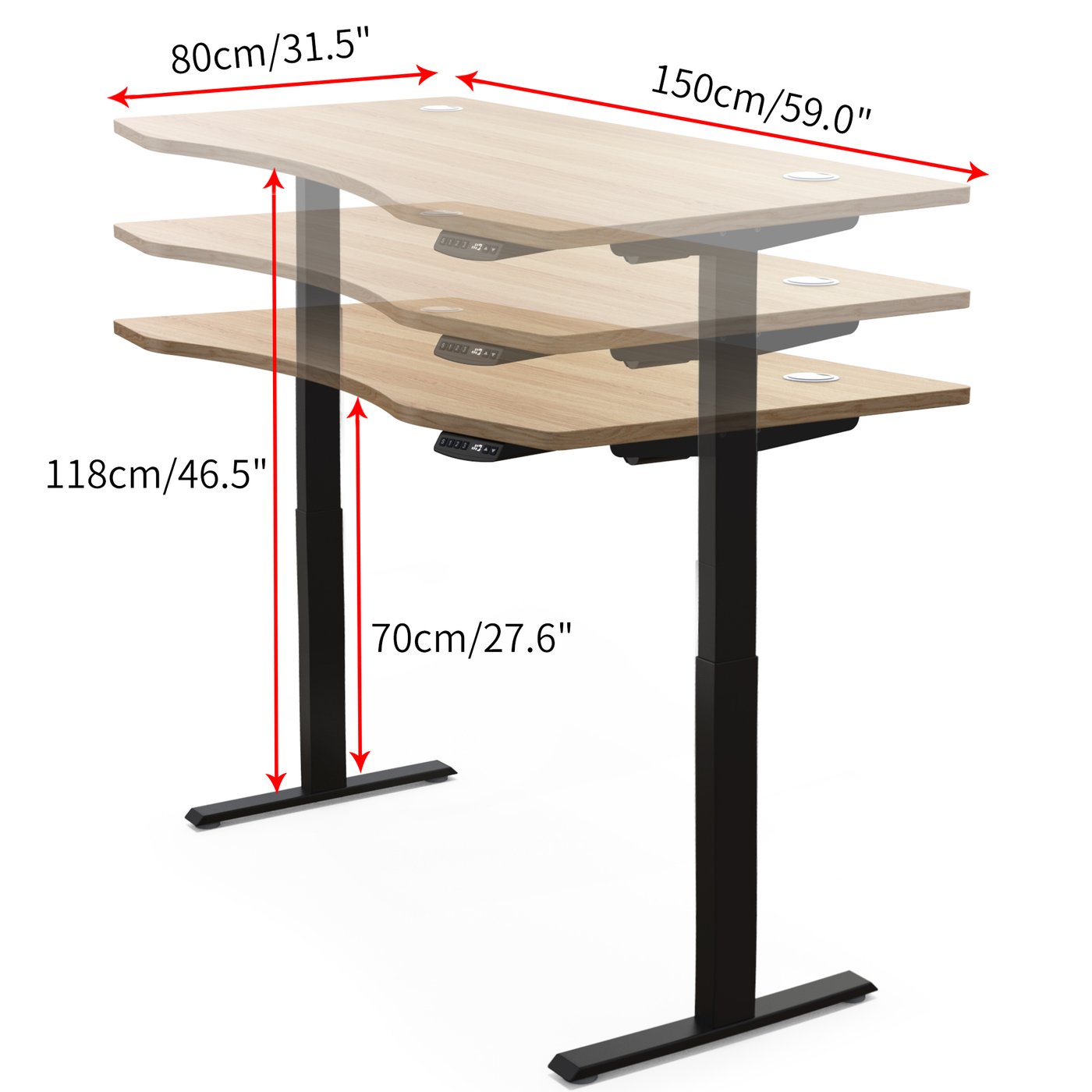 Bella2Bello's Electric Height Adjustable Standing Desk with ergonomic contoured Tabletop (59"x 31.5") and dual motor lift system for Home Office Workstation