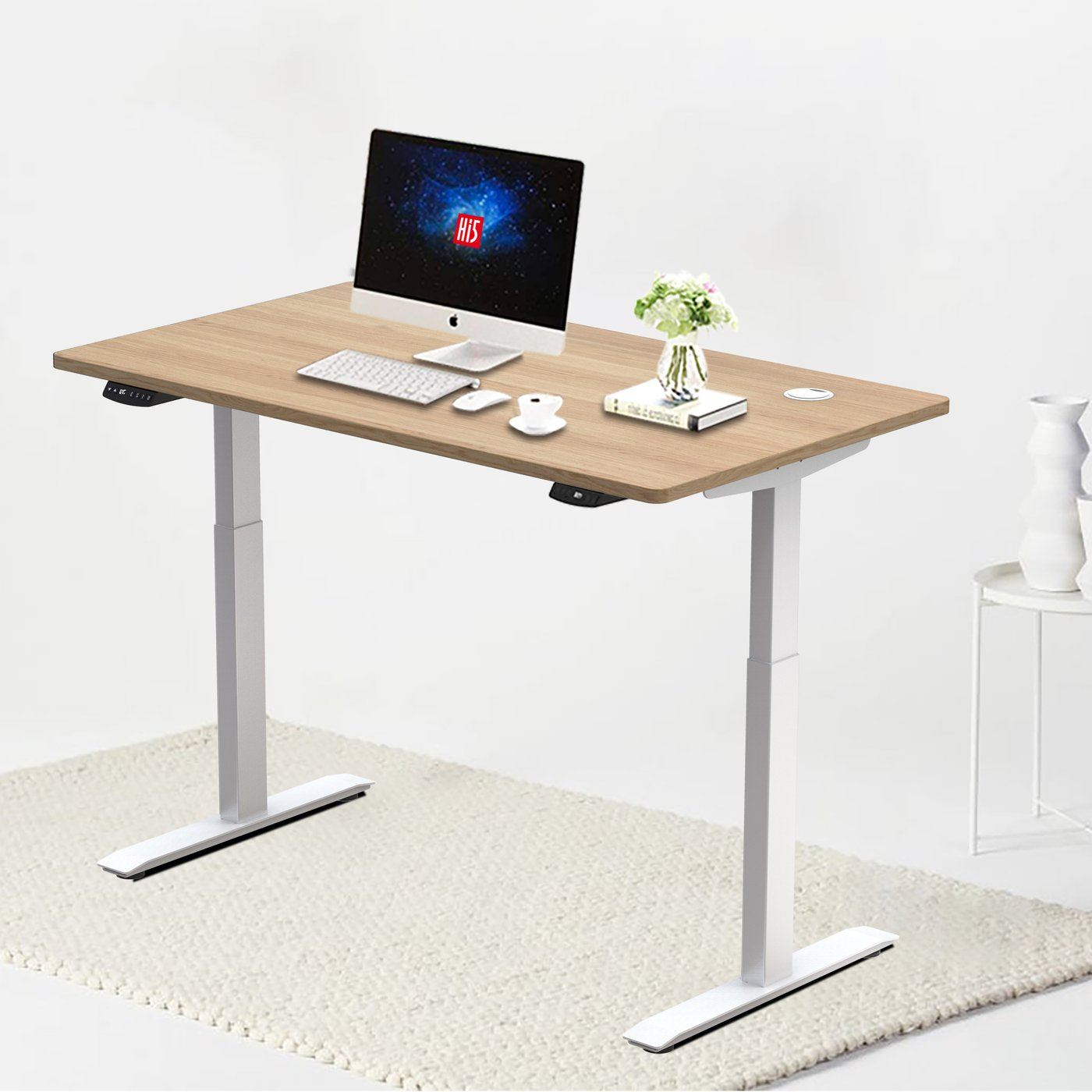 Bella  Electric Height Adjustable Standing Desks with Rectangular Tablet (55"x 27.5") for Home Office Workstation