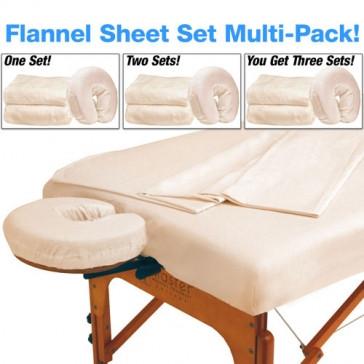 Multi 3-Pack Deluxe Massage Table Flannel 3 Piece Sheet Set - 100% Cotton