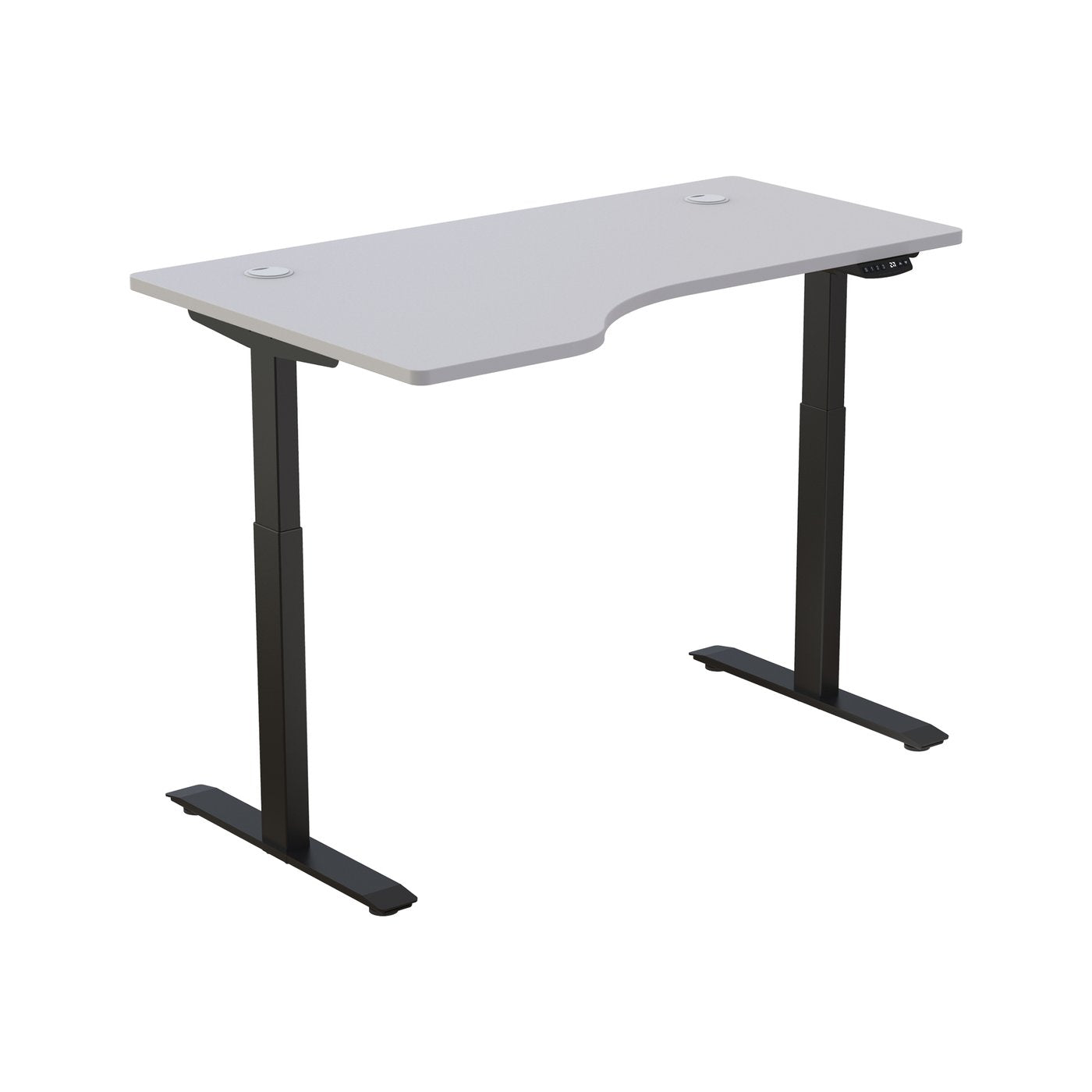 Bella2Bello's Electric Height Adjustable Standing Desk with ergonomic contoured Tabletop (59"x 31.5") and dual motor lift system for Home Office Workstation