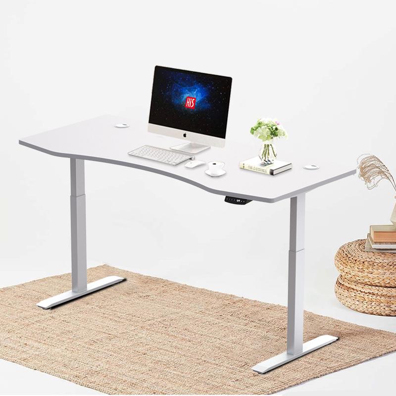Bella Electric Height Adjustable Standing Desk with ergonomic contoured Tabletop (71"x 31.5" / 180 x 80cm) and dual motor lift system for Home Office Workstation