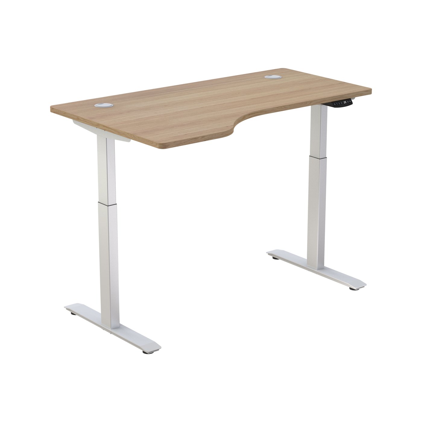Bella Electric Height Adjustable Standing Desk with ergonomic contoured Tabletop (71"x 31.5" / 180 x 80cm) and dual motor lift system for Home Office Workstation