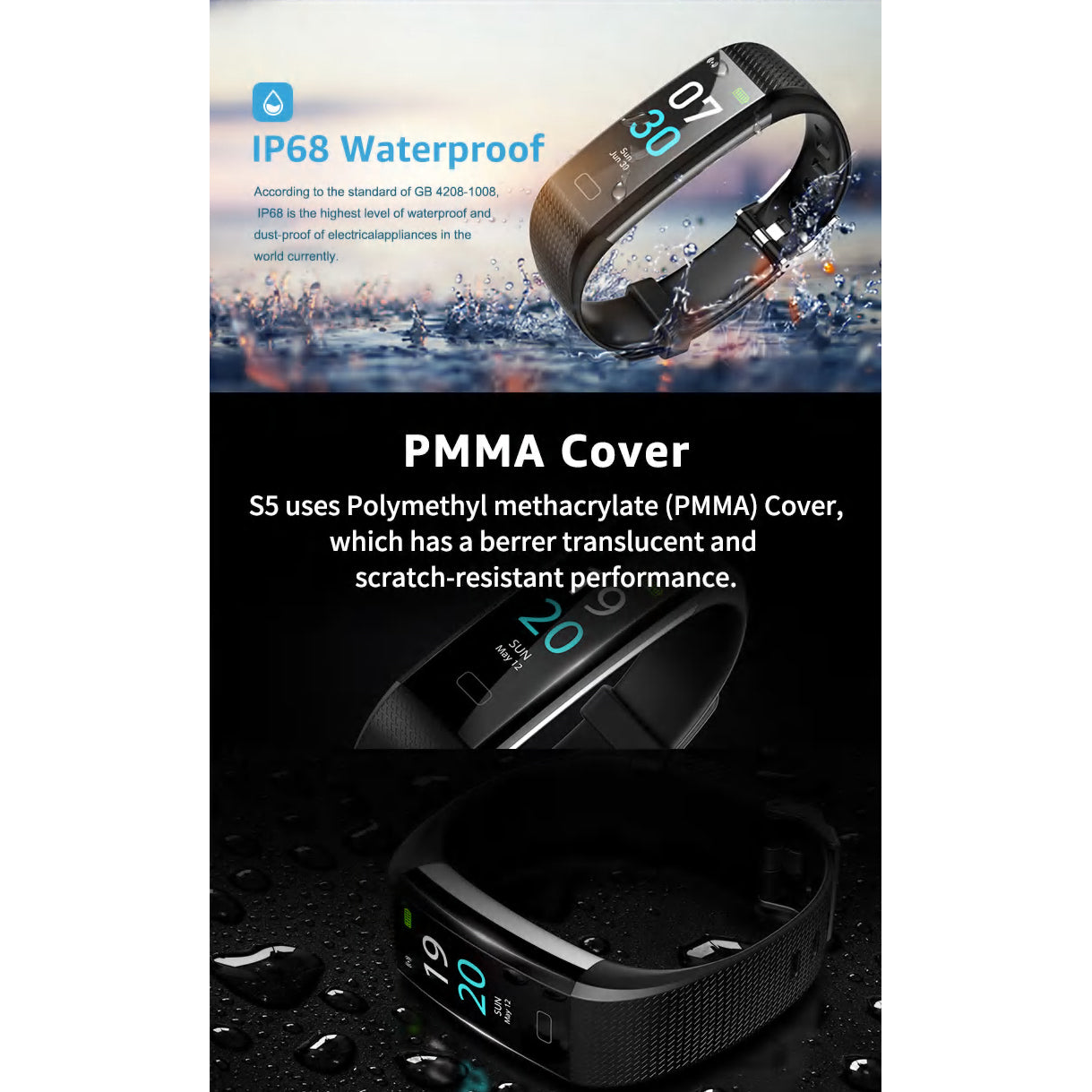 Waterproof Smart Bracelet Watch 115 Plus Health India | Ubuy