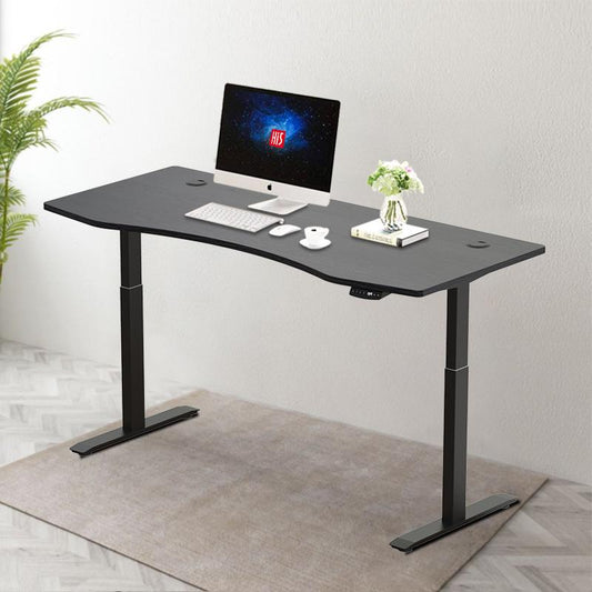 Bella2Bello's Electric Height Adjustable Standing Desk with ergonomic contoured Tabletop (59"x 31.5") and dual motor lift system for Home Office Workstation